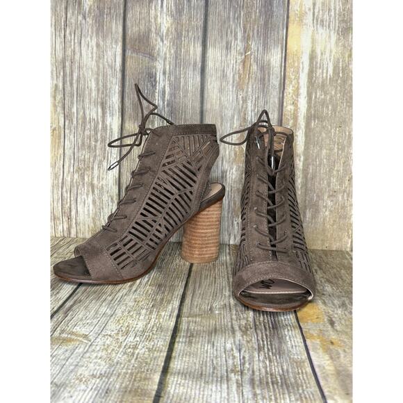 Sam Edelman Rocco Boho Hippie Vegan Leather Lace Up Block Heels Womens Sz 6.5 - Picture 1 of 8